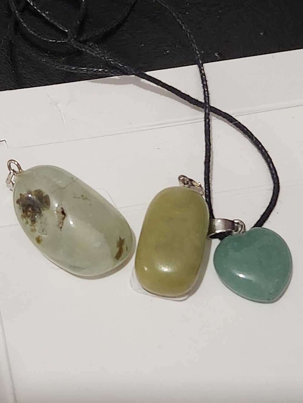 Prehnite, Aventurine, and Serpentine Pendants